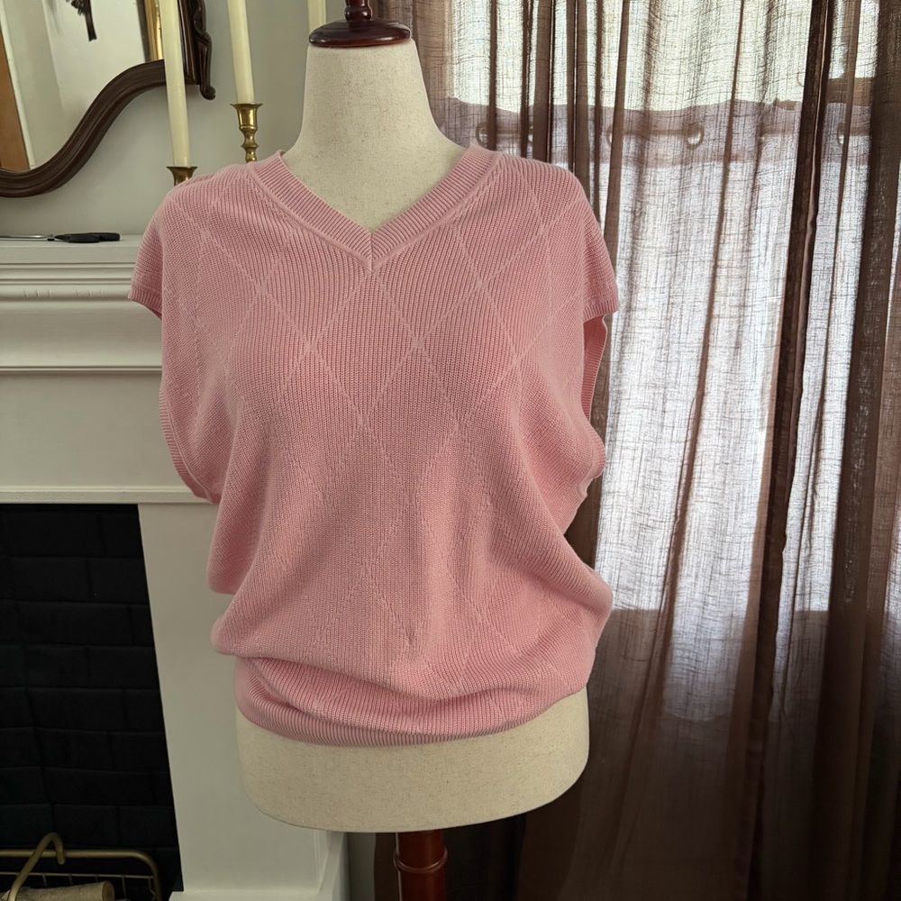 Cotton Alan Flusser Pink V-neck Golf Sweater Vest
